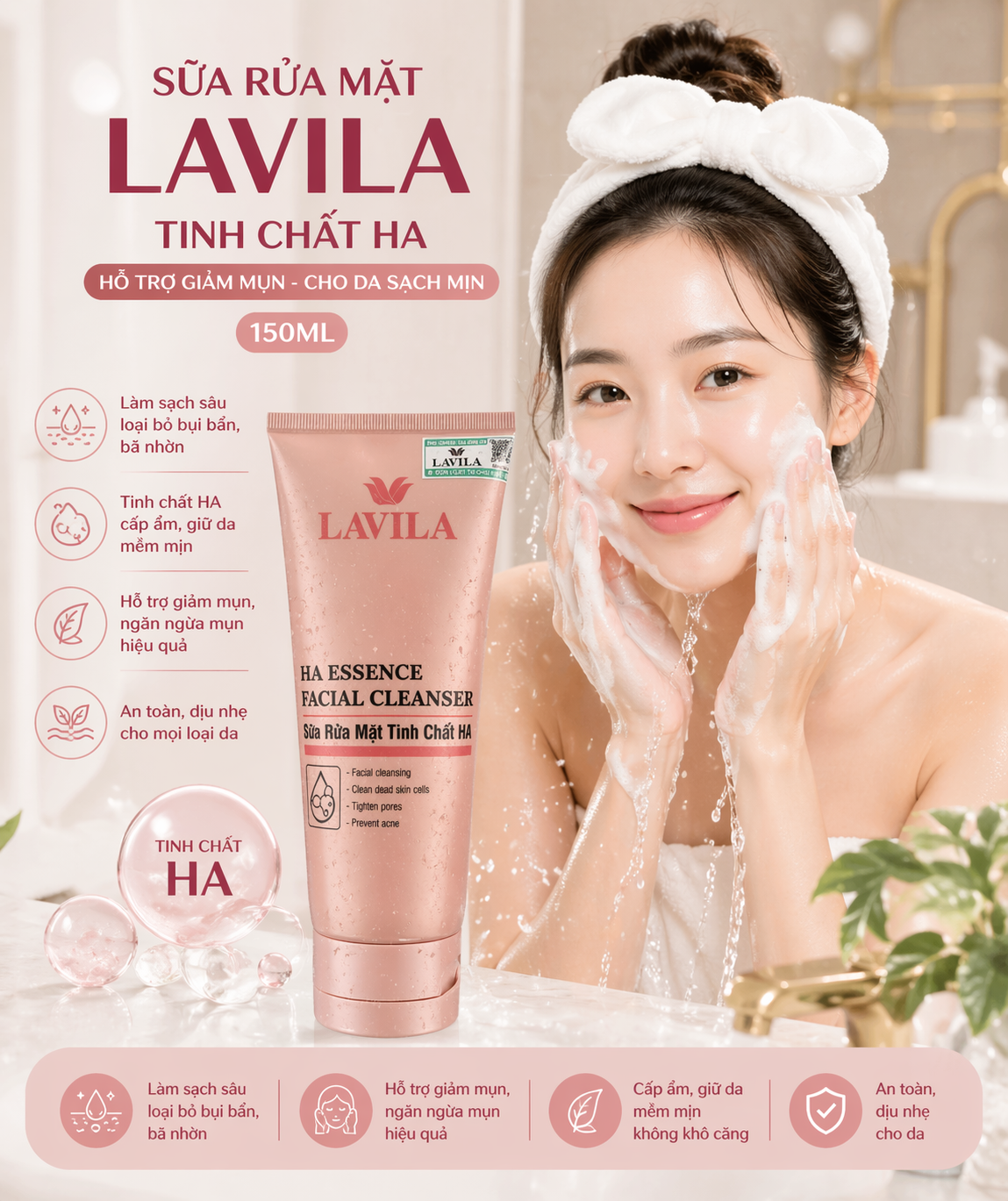 Sữa Rửa Mặt Lavila Chiết Xuất Thảo Dược Giảm Mụn Sáng Da 150ML 1