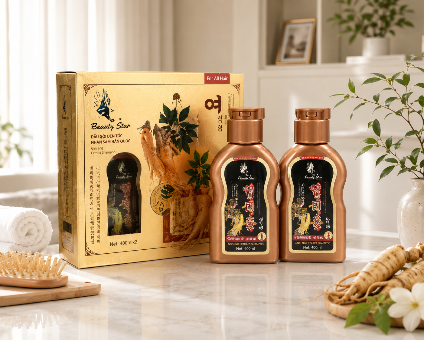 Dầu Gội Đen Tóc Beauty Star nhân sâm hàn quốc 2