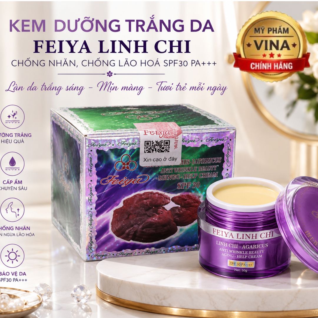 KEM DƯỠNG TRẮNG DA FEIYA LINH CHI CHỐNG NHĂN, CHỐNG LÃO HOÁ SPF30 PA+++ 30GR 1