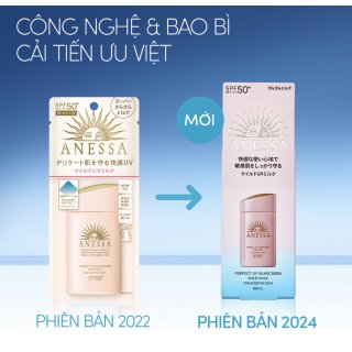 Sữa Chống Nắng Anessa perfect uv sunscreen mild milk spf50+, pa++++ 60ml (Cho Da Nhạy Cảm)