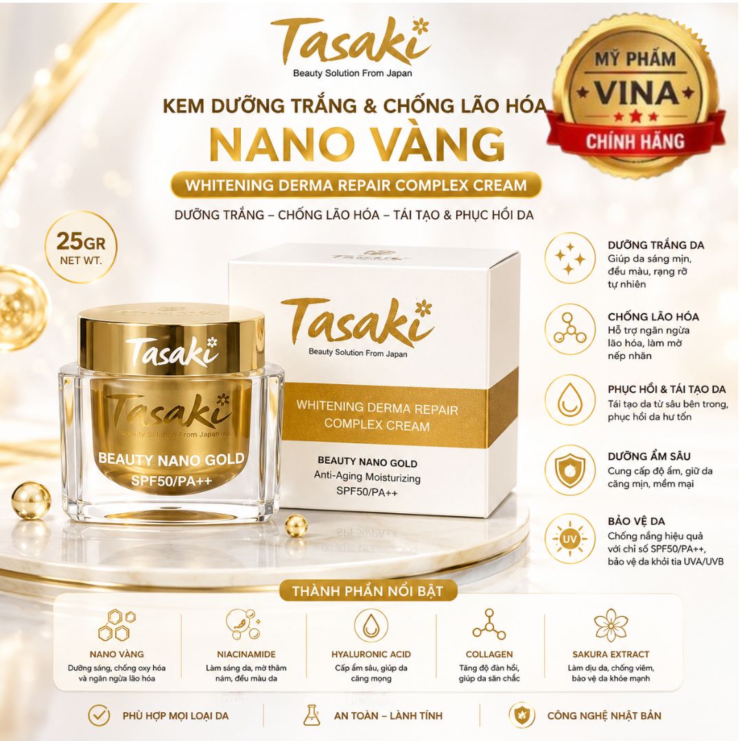 Kem Tasaki dưỡng trắng và chống lão hóa Nano Vàng 25GR - Tasaki Whitening Derma Repair Complex Cream 1
