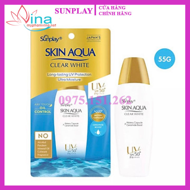 Kem chống nắng dưỡng da trắng mịn Sunplay Skin Aqua Clear White SPF 50+/PA+++ 55ml 1