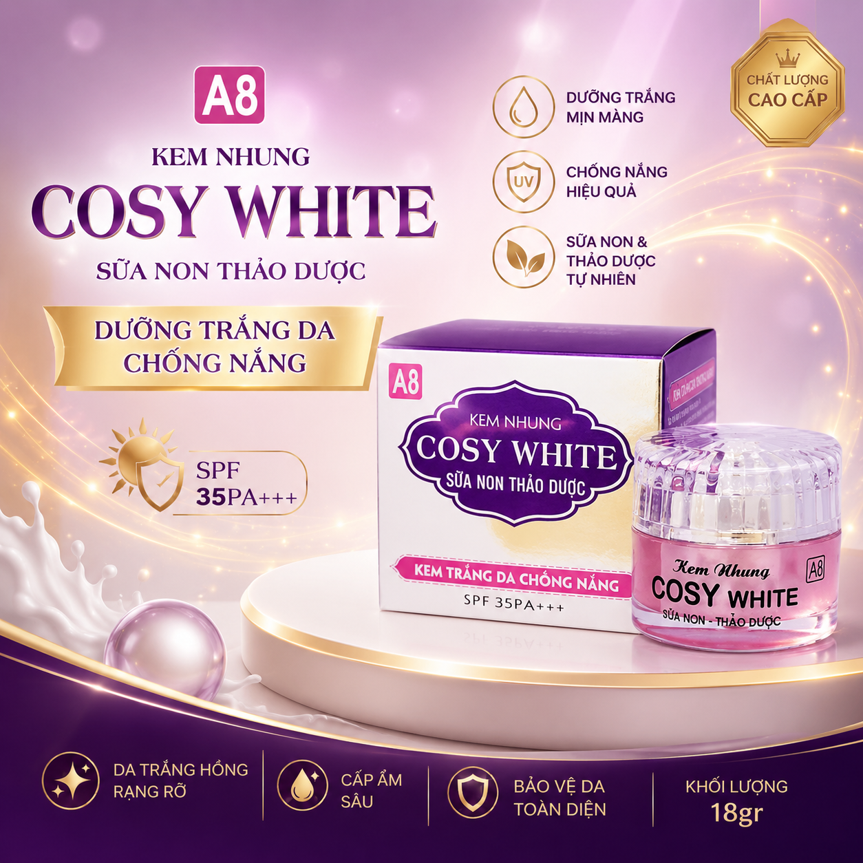 Kem Cosy White A8 dưỡng trắng da chống nắng 12gr 2