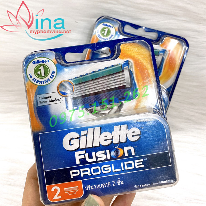 Hộp Lưỡi dao cạo râu cao cấp Gillette Fusion 5 lưỡi vỉ 2 cái Proglide 1