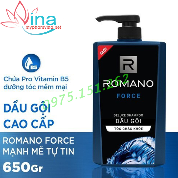 Dầu gội cao cấp Romano Force mạnh mẽ tự tin tóc chắc khỏe 650gr 2