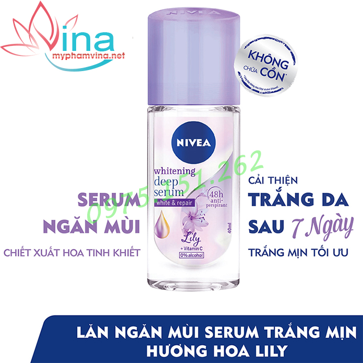 Lăn Khử Mùi Nivea Whitening Deep Serum Lily 40ml 1