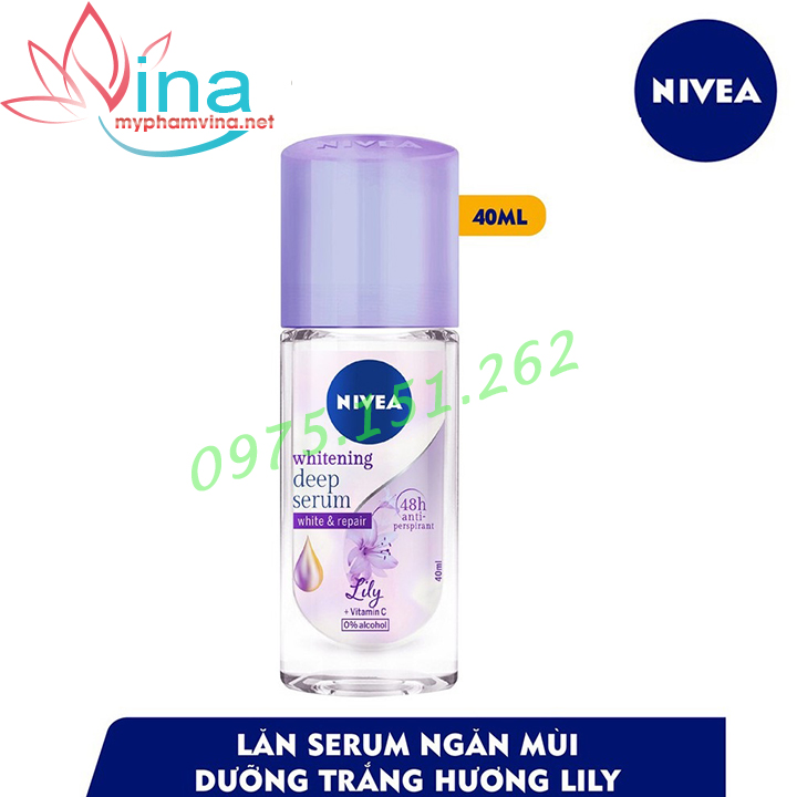 Lăn Khử Mùi Nivea Whitening Deep Serum Lily 40ml 2