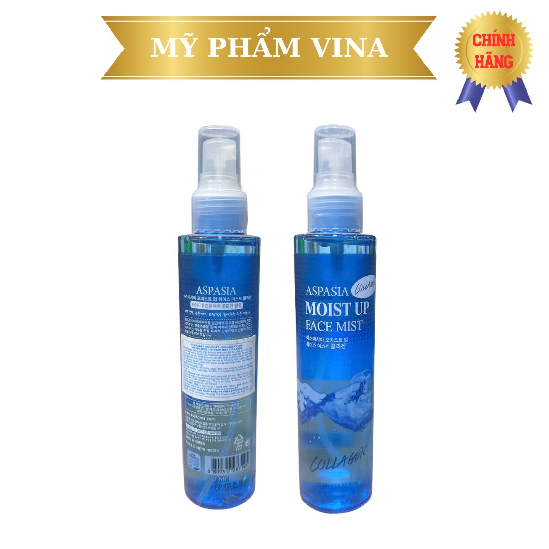 Xịt Khoáng Tinh Chất Collagen Aspasia Moist Up Face Mist Collagen 150ml (màu xanh dương) 2
