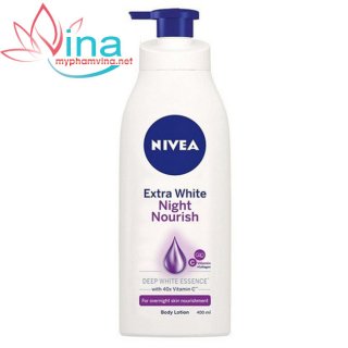 Sữa dưỡng thể trắng da ban đêm nivea extra white night nourish (400ml) 2