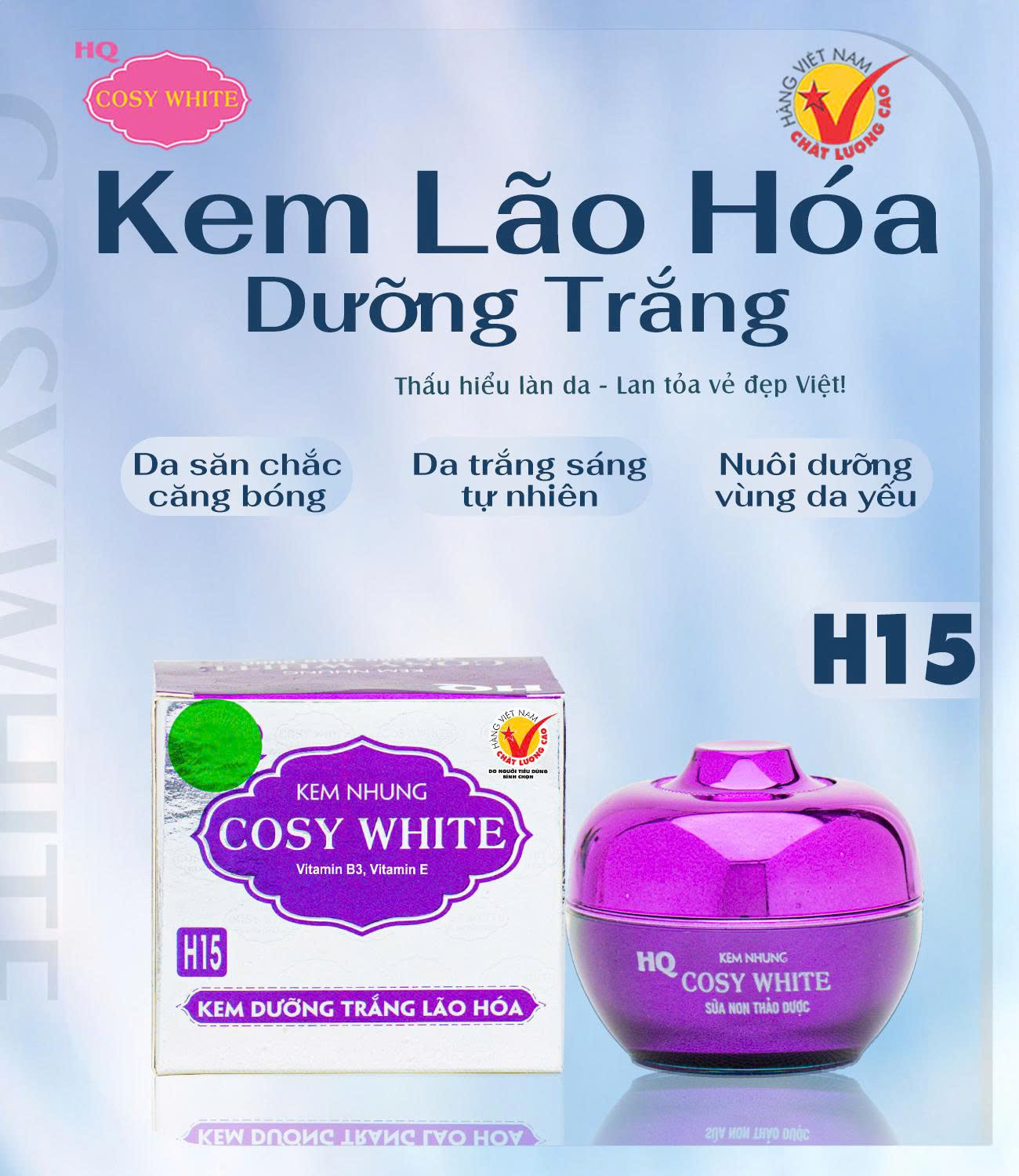 Kem HQ Cosy White  Dưỡng Trắng Da Ngừa Lão Hóa 12g 1